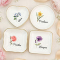 Personalized Ring Dish – Birth Flower & Custom Name