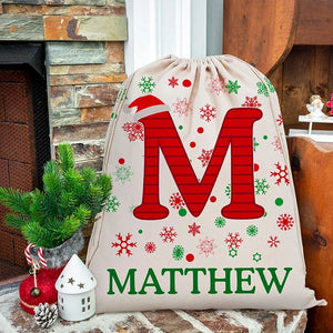 Personalized Santa Sack with Custom Initial and Name - GiftShire