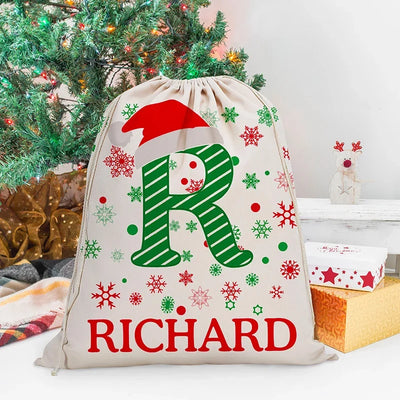 Personalized Santa Sack with Custom Initial and Name - GiftShire