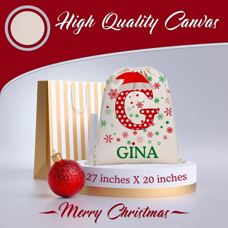 Personalized Santa Sack with Custom Initial and Name - GiftShire