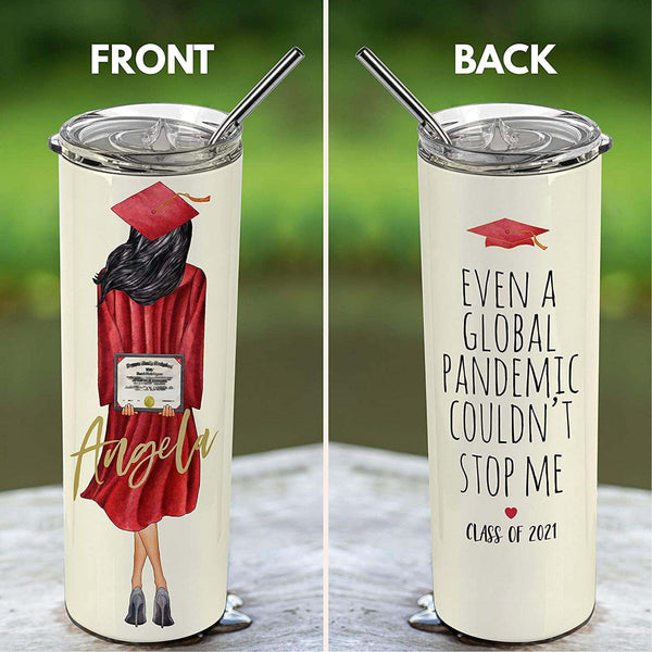 Personalized Skinny Tumblers for Graduation - Choose Your Hair Styles, Hood and Skin Color | B0954Y7PYH - GiftShire