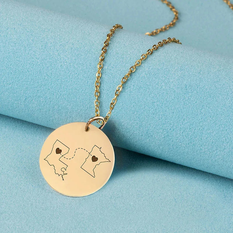 Personalized State To State Necklace For Couples - GiftShire