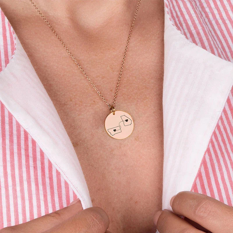 Personalized State To State Necklace For Couples - GiftShire