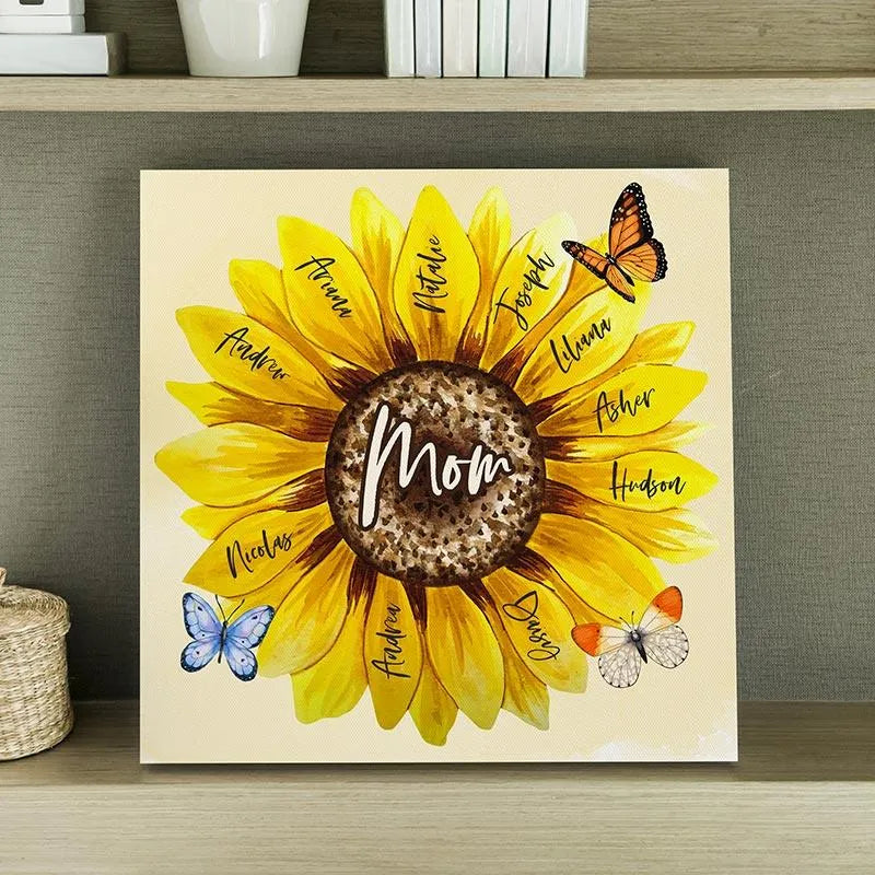 Personalized Sunflower Shape Canvas Sign - GiftShire