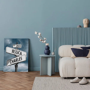 Personalized Wall Art - Couples Canvas Street Sign - GiftShire