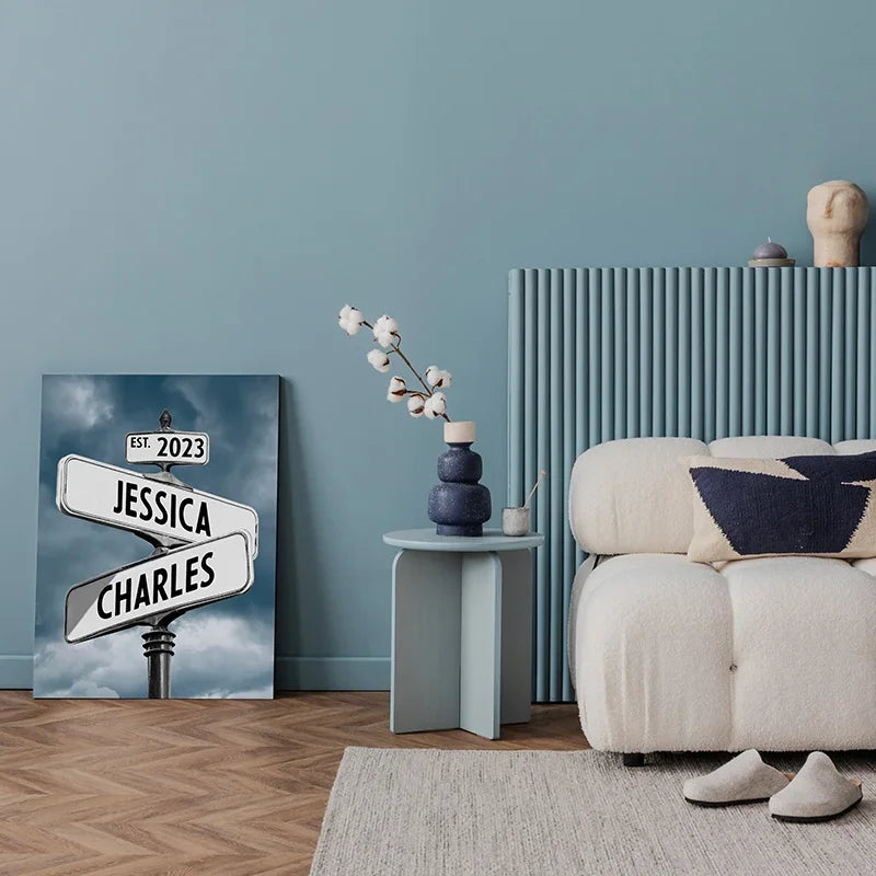 Personalized Wall Art - Couples Canvas Street Sign - GiftShire