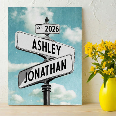 Personalized Wall Art - Couples Canvas Street Sign