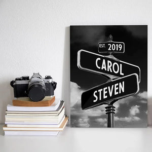 Personalized Wall Art - Couples Canvas Street Sign - GiftShire