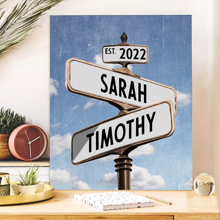 Personalized Wall Art - Couples Canvas Street Sign - GiftShire
