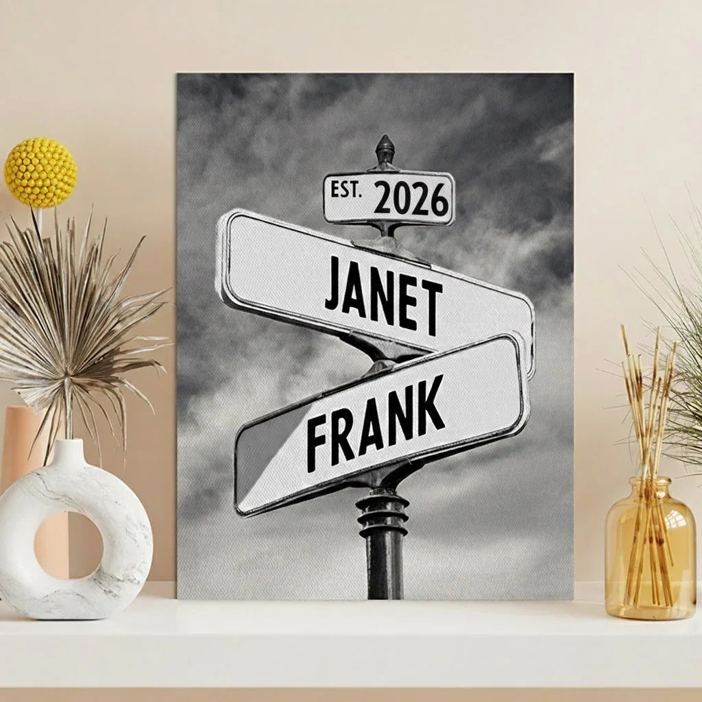 Personalized Wall Art - Couples Canvas Street Sign