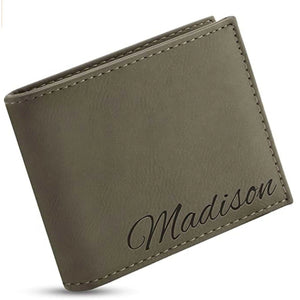Personalized Wallet For Men - Custom Engraved Leather Wallet, Gift for Him - GiftShire