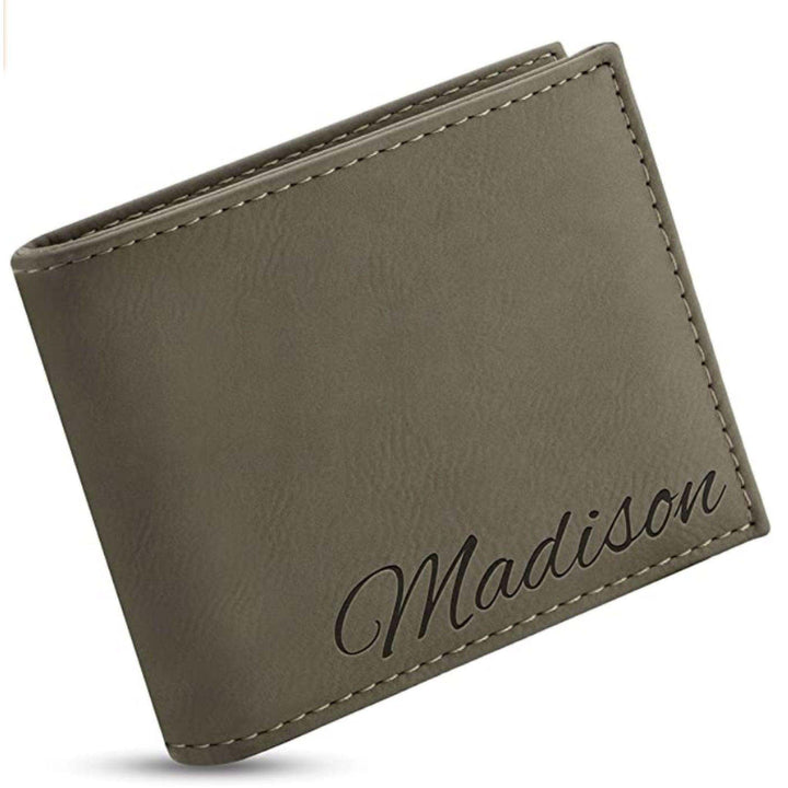 Personalized Wallets for Men - Custom Engraved Leather Wallet - Gifts for Husband, Boyfriend | B07RT73MPX - 20 Font Options - GiftShire