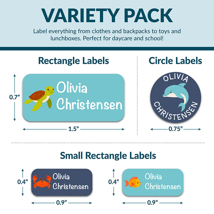 Personalized Waterproof Name Labels for School, Daycare