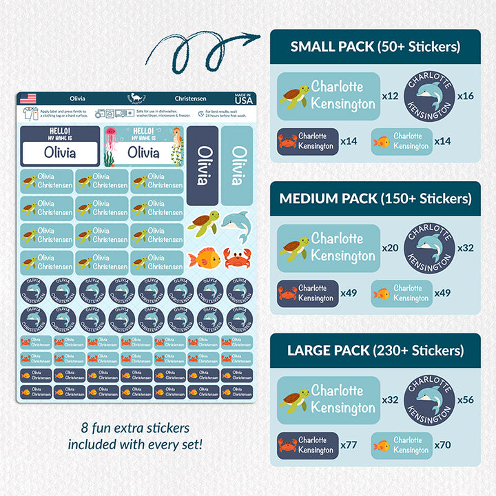 Personalized Waterproof Name Labels for School, Daycare