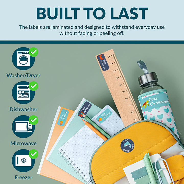 Personalized Waterproof Name Labels for School, Daycare