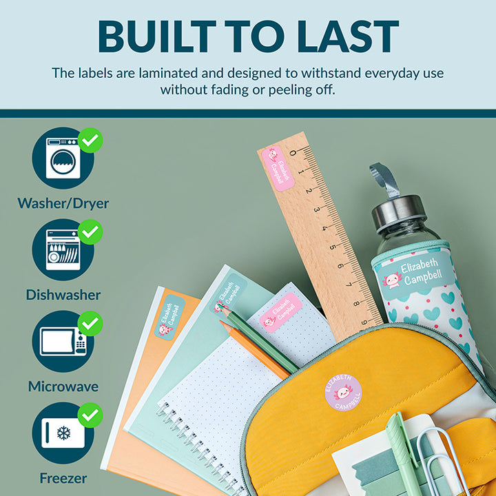 Personalized Waterproof Name Labels for School, Daycare