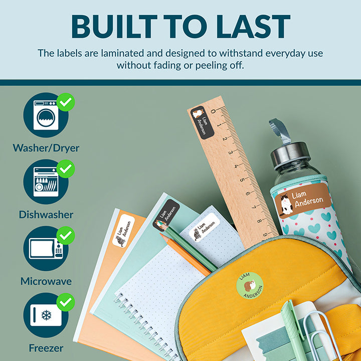 Personalized Waterproof Name Labels for School, Daycare