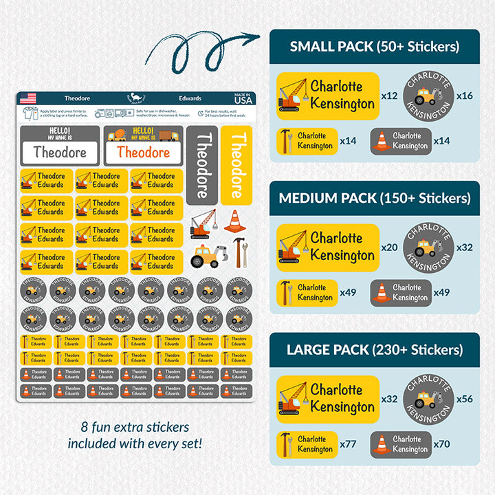 Personalized Waterproof Name Labels for School, Daycare