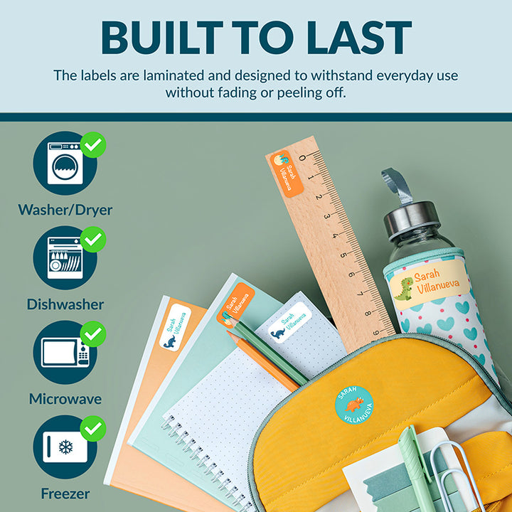 Personalized Waterproof Name Labels for School, Daycare