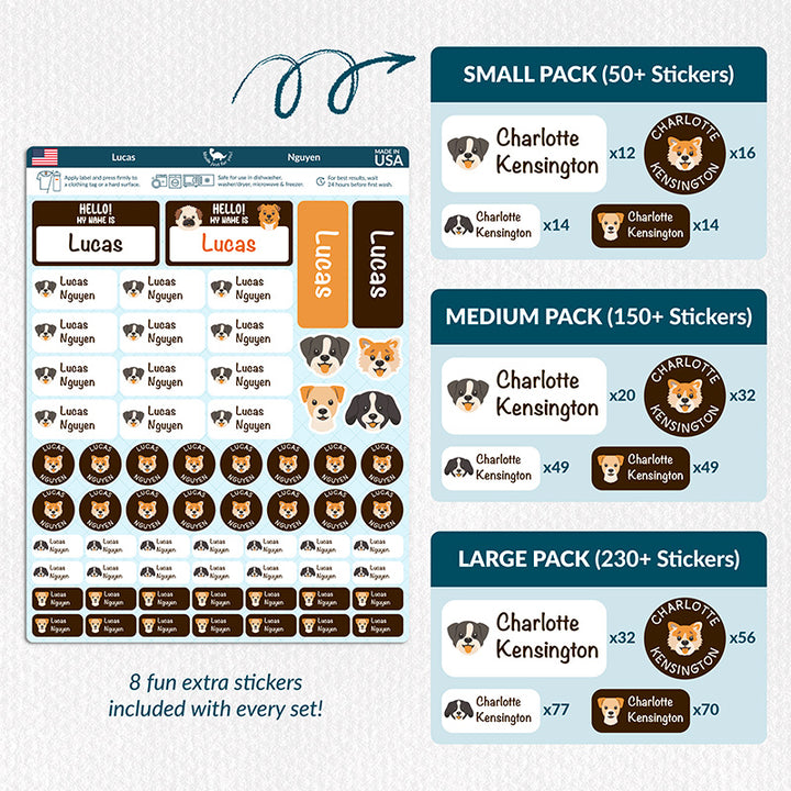 Personalized Waterproof Name Labels for School, Daycare