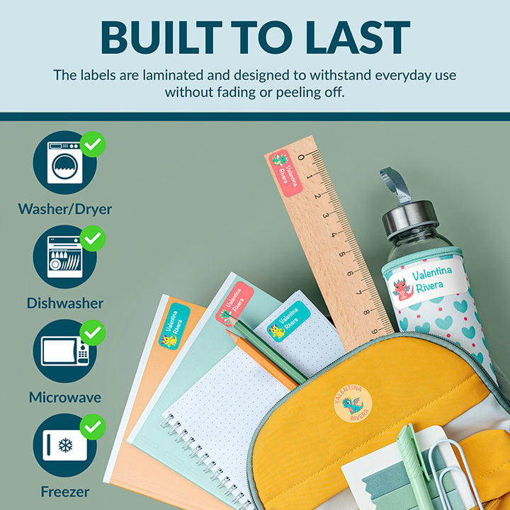 Personalized Waterproof Name Labels for School, Daycare