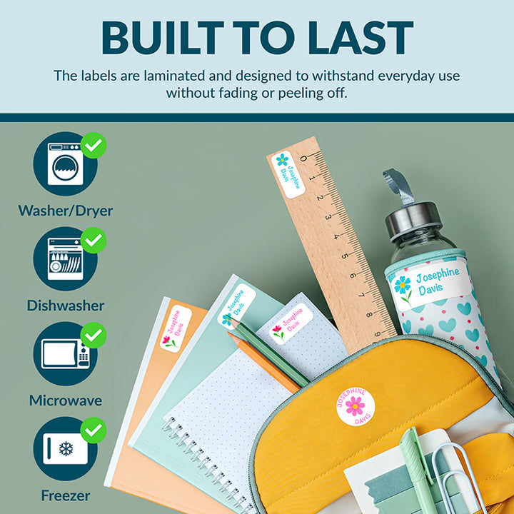 Personalized Waterproof Name Labels for School, Daycare