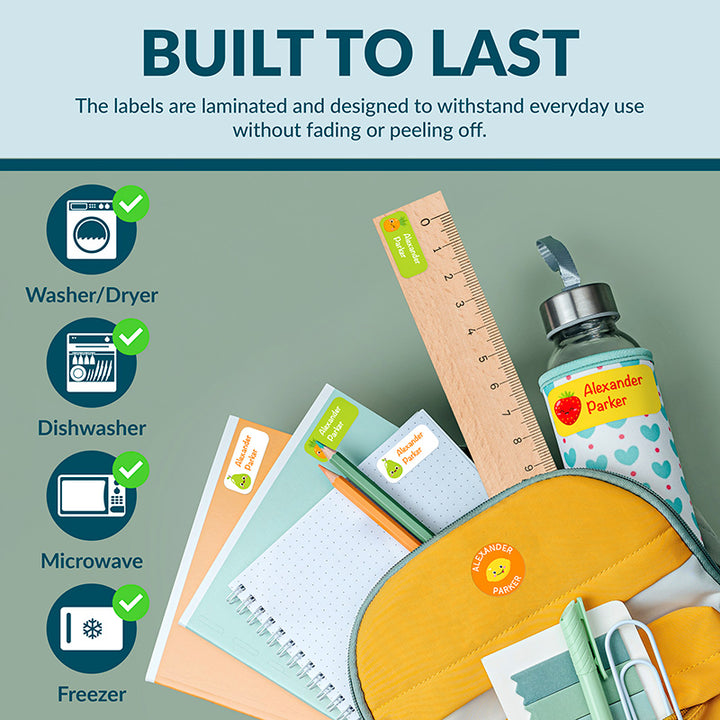 Personalized Waterproof Name Labels for School, Daycare