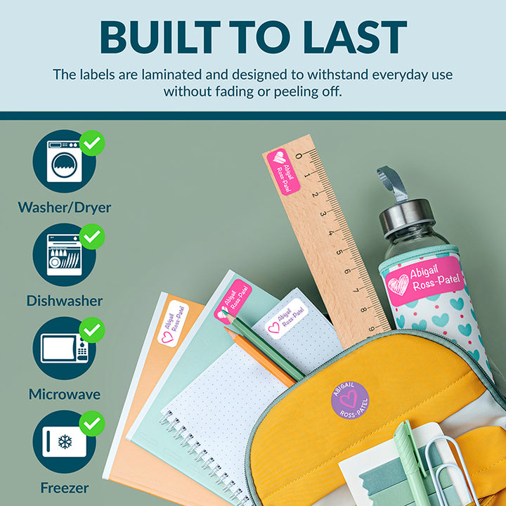 Personalized Waterproof Name Labels for School, Daycare