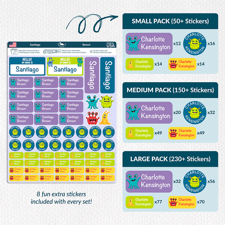 Personalized Waterproof Name Labels for School, Daycare
