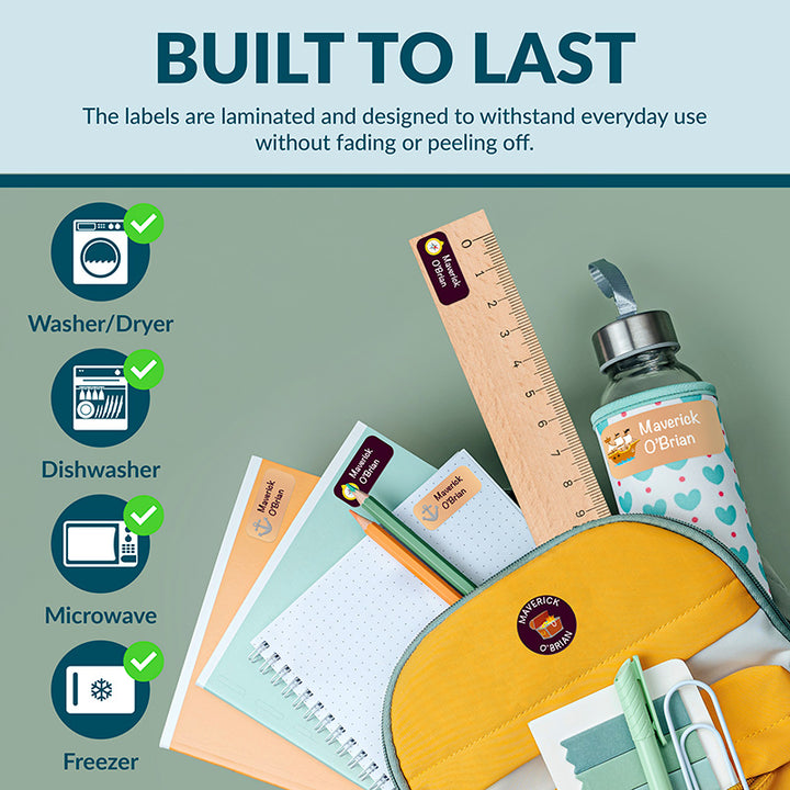 Personalized Waterproof Name Labels for School, Daycare