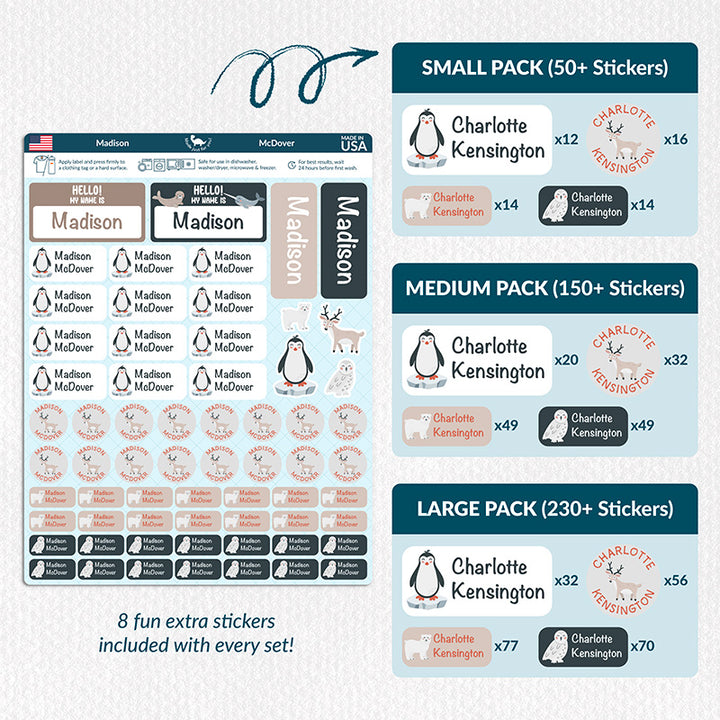 Personalized Waterproof Name Labels for School, Daycare