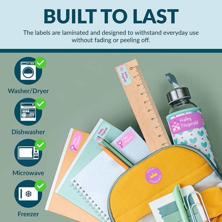 Personalized Waterproof Name Labels for School, Daycare