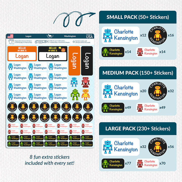 Personalized Waterproof Name Labels for School, Daycare