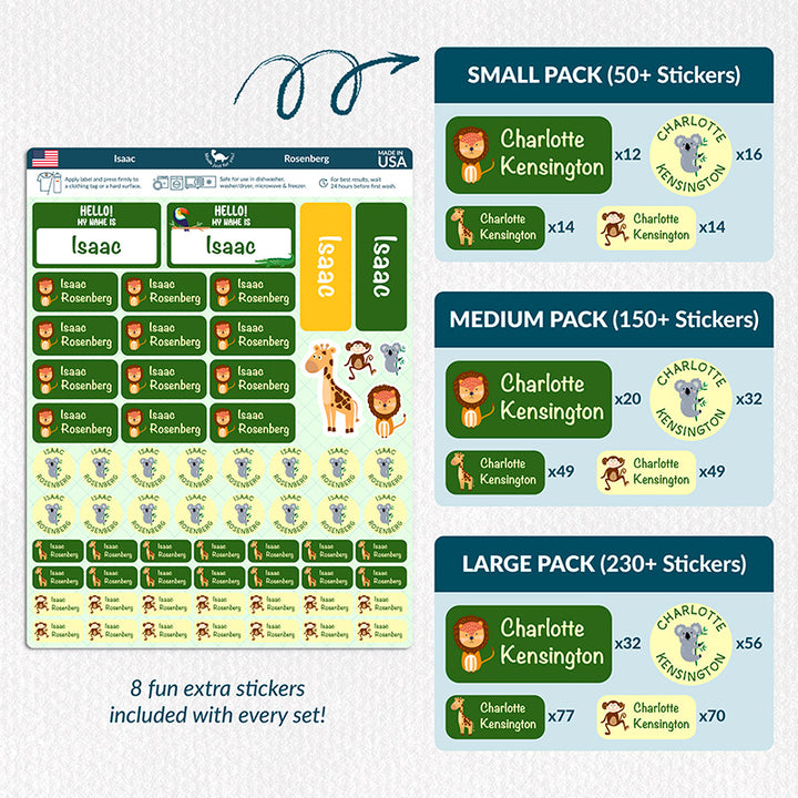 Personalized Waterproof Name Labels for School, Daycare