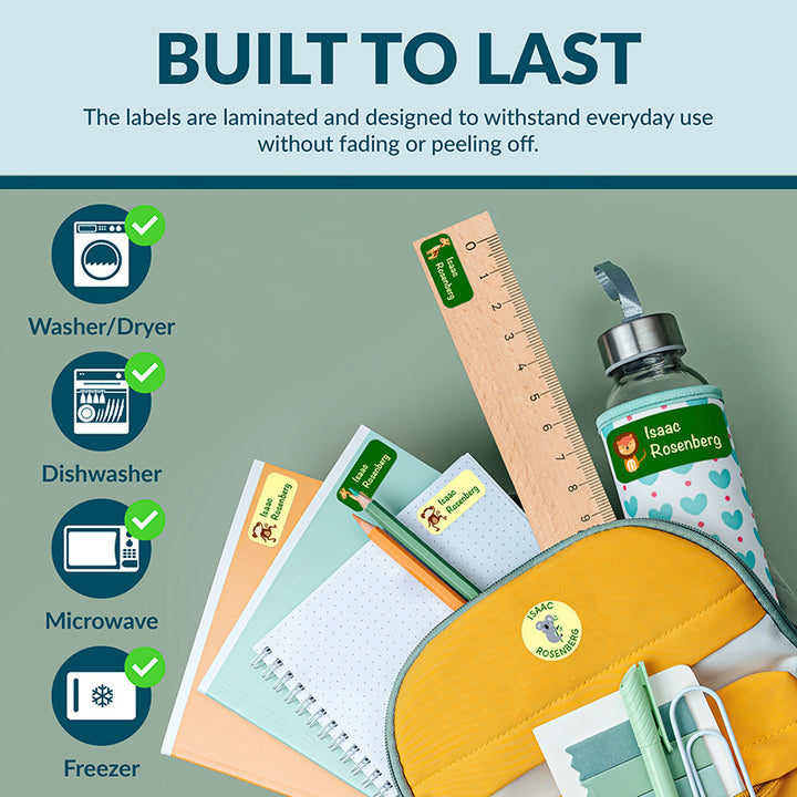 Personalized Waterproof Name Labels for School, Daycare