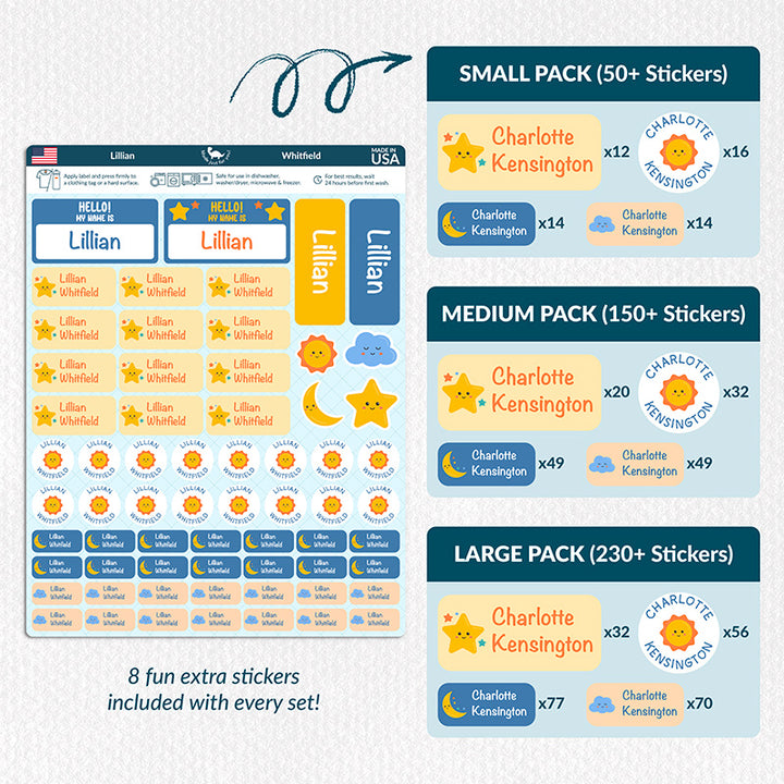 Personalized Waterproof Name Labels for School, Daycare