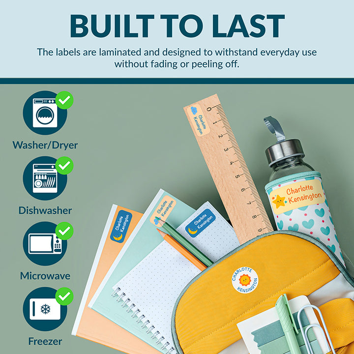 Personalized Waterproof Name Labels for School, Daycare