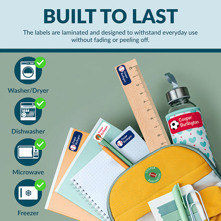 Personalized Waterproof Name Labels for School, Daycare