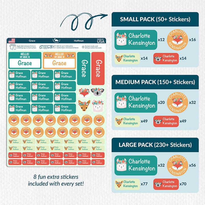 Personalized Waterproof Name Labels for School, Daycare