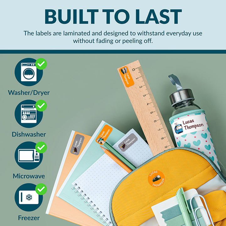 Personalized Waterproof Name Labels for School, Daycare