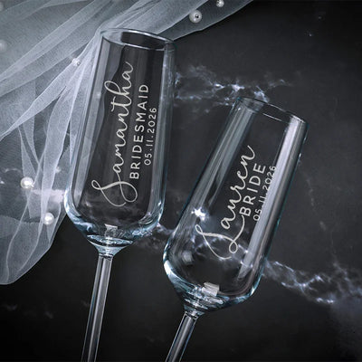 Personalized Wedding Champagne Flute Set for Bridal Party