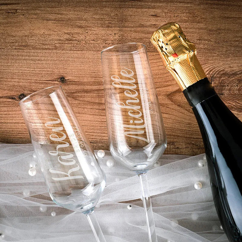 Personalized Wedding Champagne Flute Set for Bridal Party - GiftShire