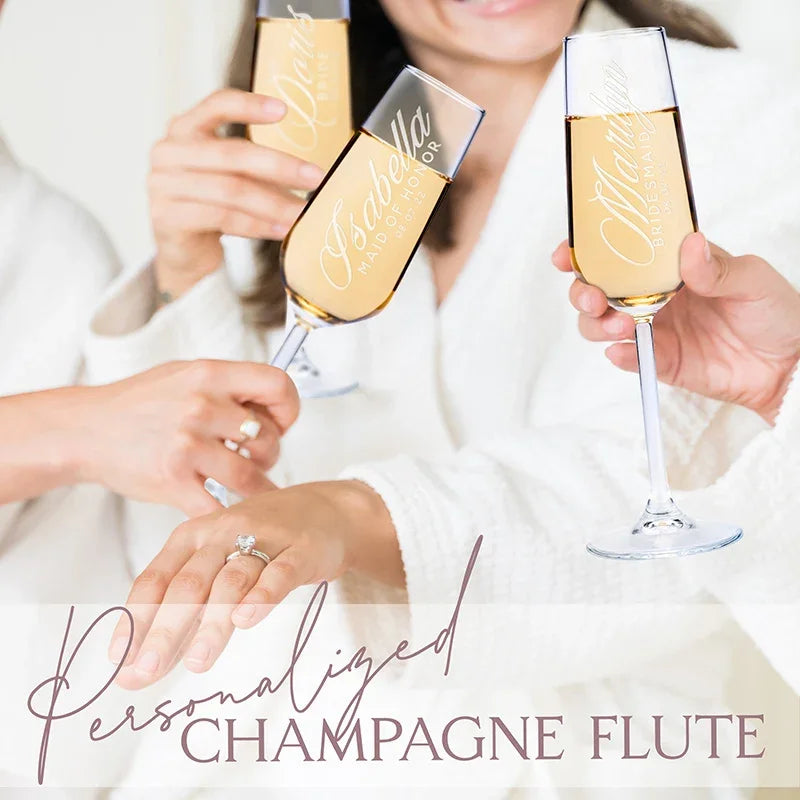 Personalized Wedding Champagne Flute Set for Bridal Party - GiftShire