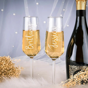 Personalized Wedding Champagne Flute Set for Bridal Party - GiftShire