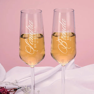 Personalized Wedding Champagne Flute Set for Bridal Party - GiftShire