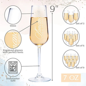 Personalized Wedding Champagne Flute Set for Bridal Party - GiftShire