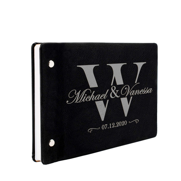 Personalized Wedding Guest Book - Laser Engraved, Leather Registry Book | B08CK6C6BR - D1 - GiftShire