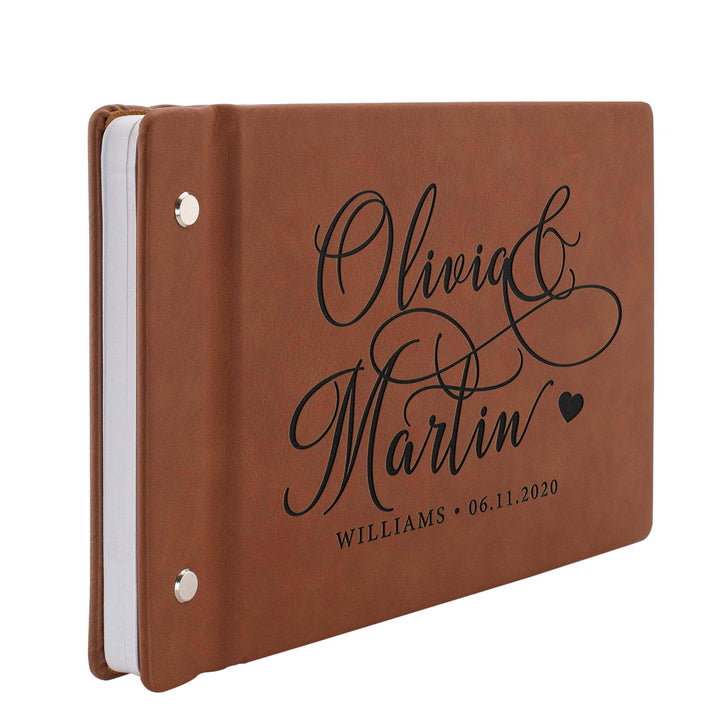 Personalized Wedding Guest Book - Laser Engraved, Leather Registry Book | B08CK9LND4 - D3 - GiftShire