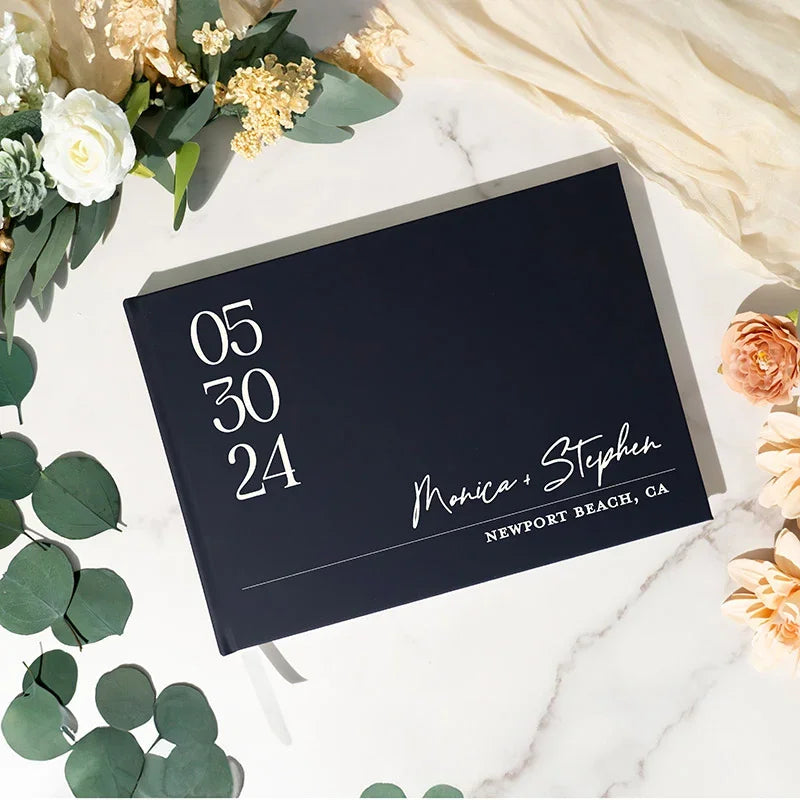 Personalized Wedding Guest Book, No Lines, 70 Blank Sheets - GiftShire