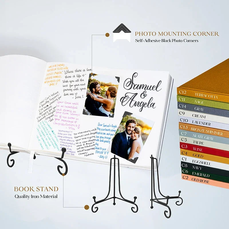 Personalized Wedding Guest Book, No Lines, 70 Blank Sheets - GiftShire
